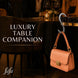 FafaConcepts The HookUp Platinum table bag hook holding a peach handbag
